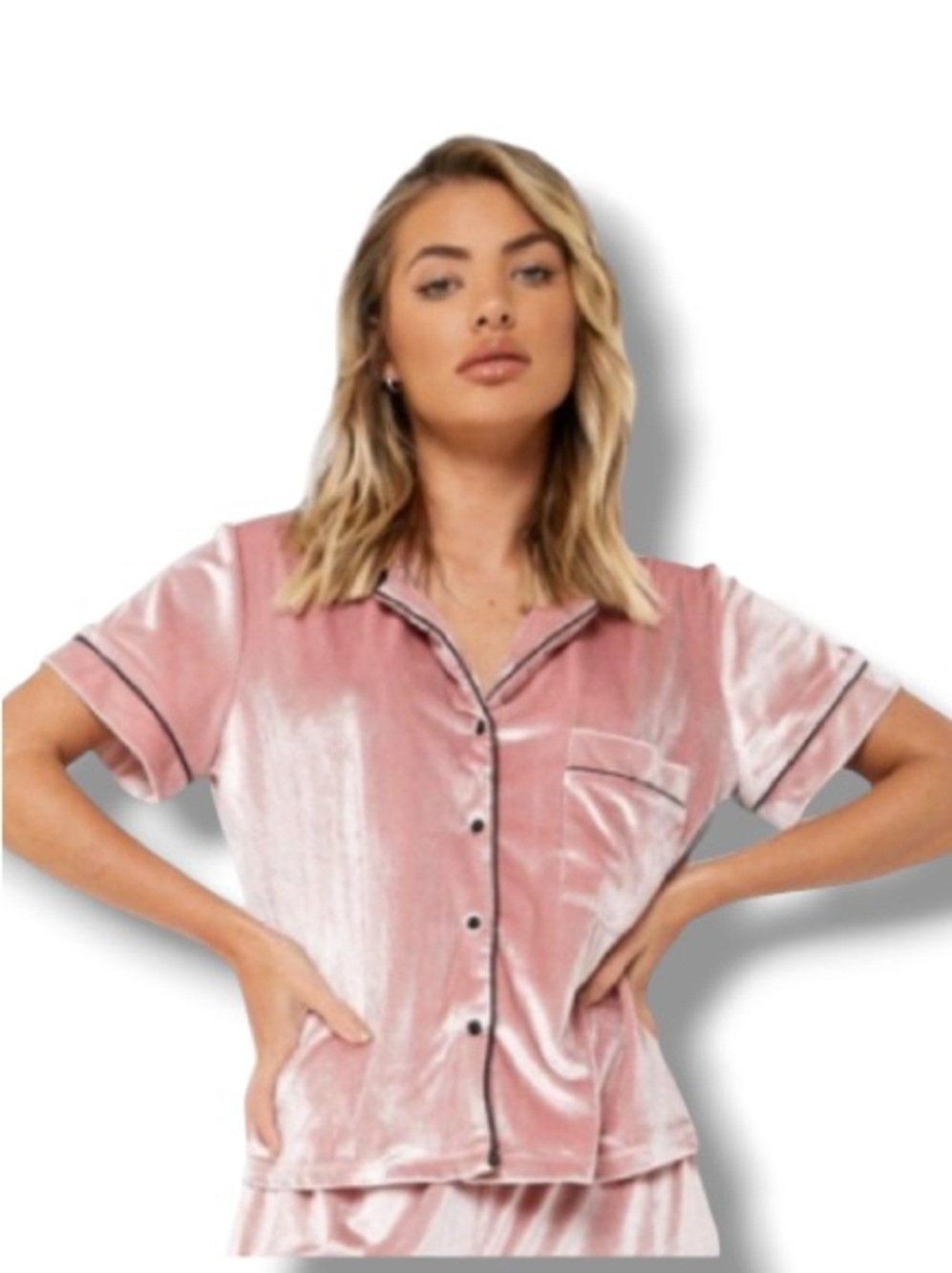 Old Navy Women’s Velvet Pink Pajama Collared Top